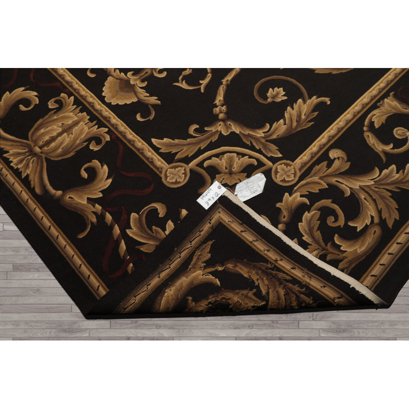 Tapis en laine tissé à la main 8 pi 9 po x 12 pi chocolat