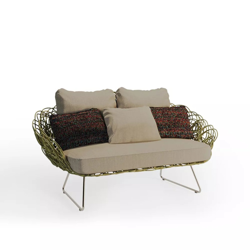 Noodle Loveseat, Spectrum Dove, Lime Green
