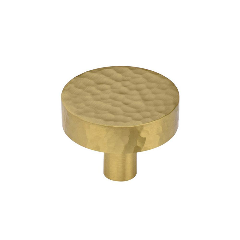 Hammered Disc Cabinet Knob, 1.25, Satin Brass