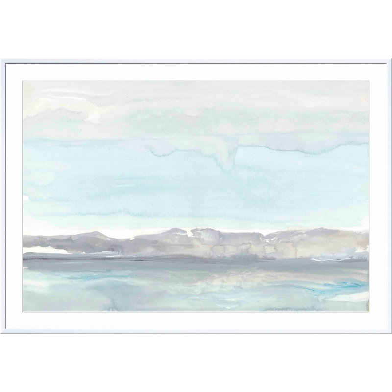 «Gray Horizon» par Rob Delamater - peinture encadrée, H 12 po x l 8 po, Blanc