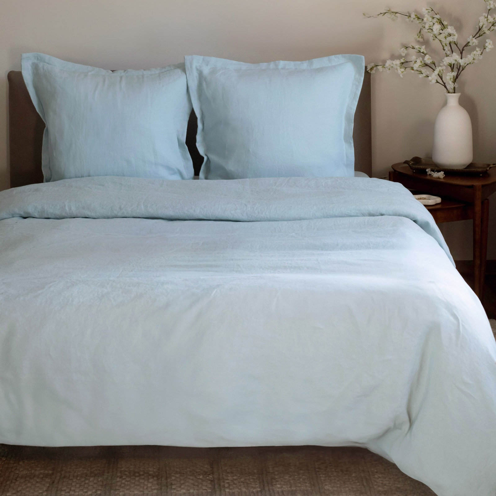 100% French Linen Flanged 26" X 26" Euro Sham, Wave