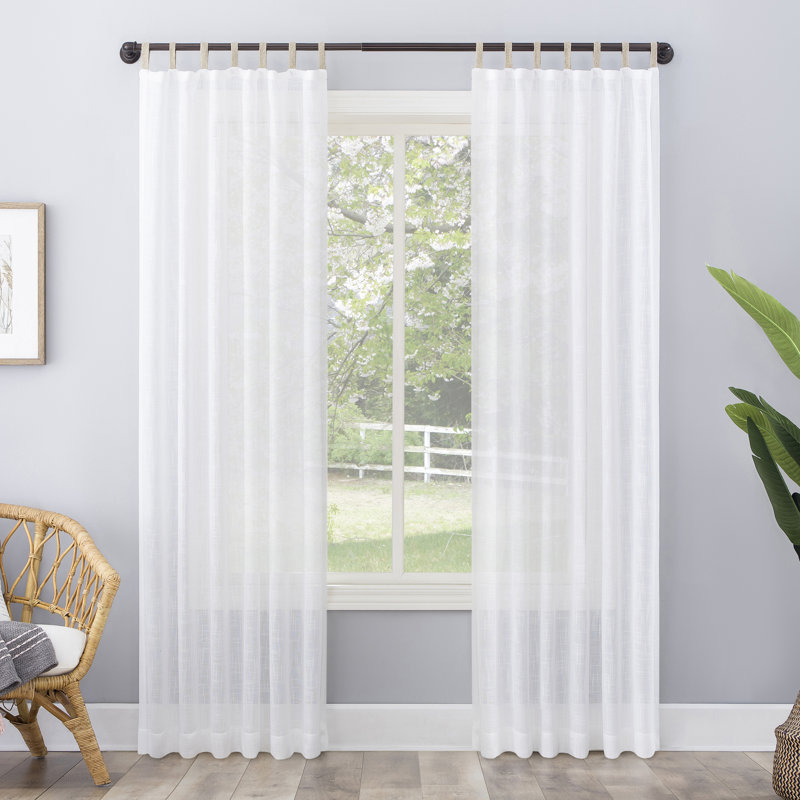 Panneau de rideau semi-diaphane Rylie, l 50 po x L 63 po, Bleu sarcelle tendre