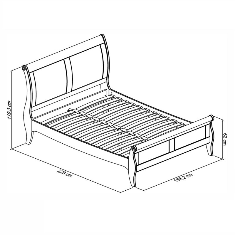 Aaden Solid Wood Bed, Kingsize (5')