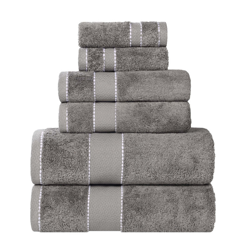 Niles 6 Piece Egyptian Giza Cotton Towel Set, Charcoal