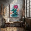 Reproduction d'art sur toile, un personnage de style animé dynamique se tient debout dans une pose puissante avec un Katana avec confiance-1193931217