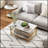 Coffee Tables Set of 2, 2-Rier Rectangle and Round Coffee Table with Storage Shelves
