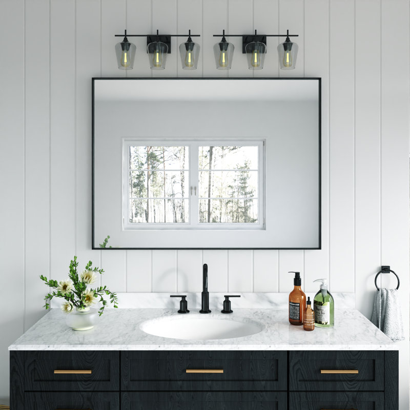Miroir de salle de bain rectangulaire en aluminium avec verre trempé HD, miroir mural français, H 36 po x l 48 po