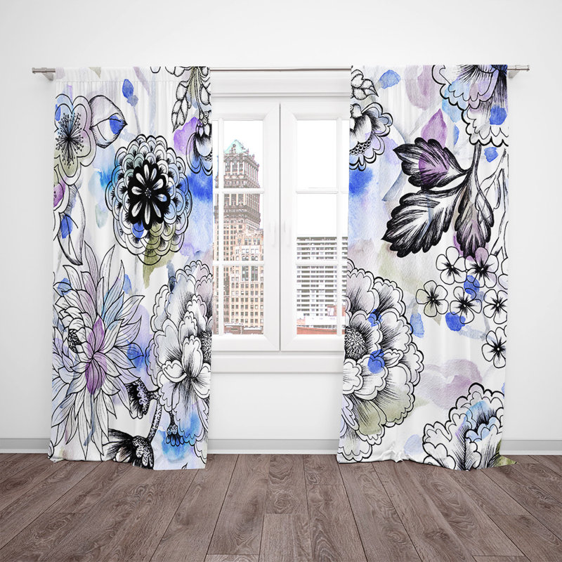 Panneaux de rideaux semi-transparents à motif floral, L 40 po x L 52 po