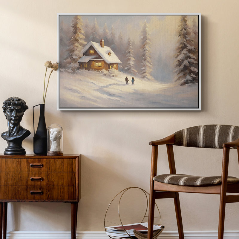 Paysage rétro CLCLII, H 17 po x l 25 po x P 2 po, Toile encadrée flottée blanche
