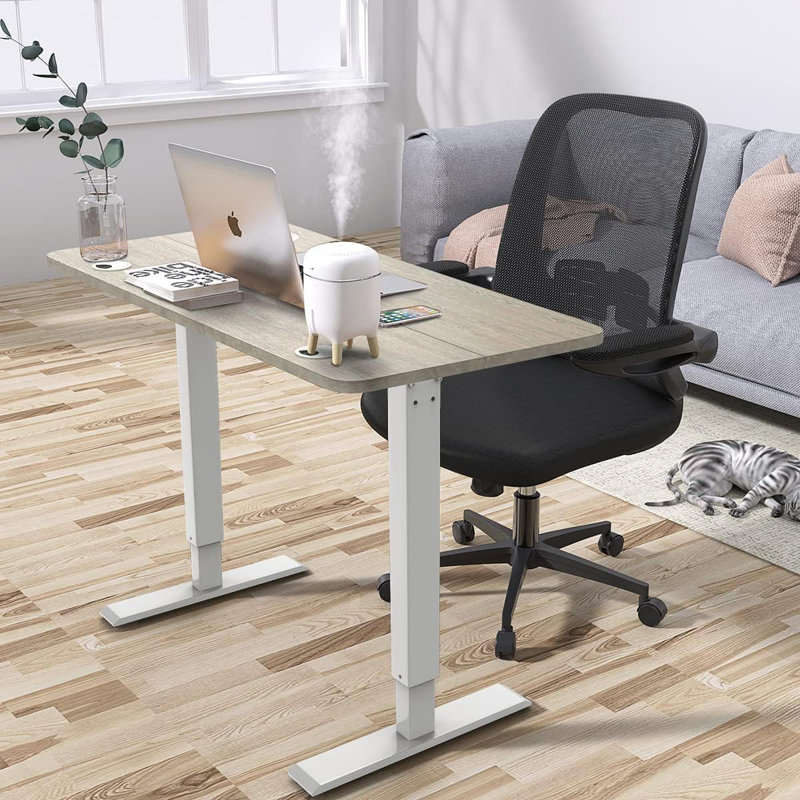 Adjustable Metal Base Standing Desk, Grey/White