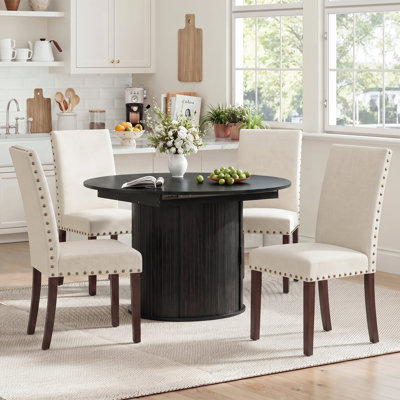 Ensemble de table et de chaises de salle à manger extensibles modernes pour 4 à 6 personnes avec rangement dissimulé