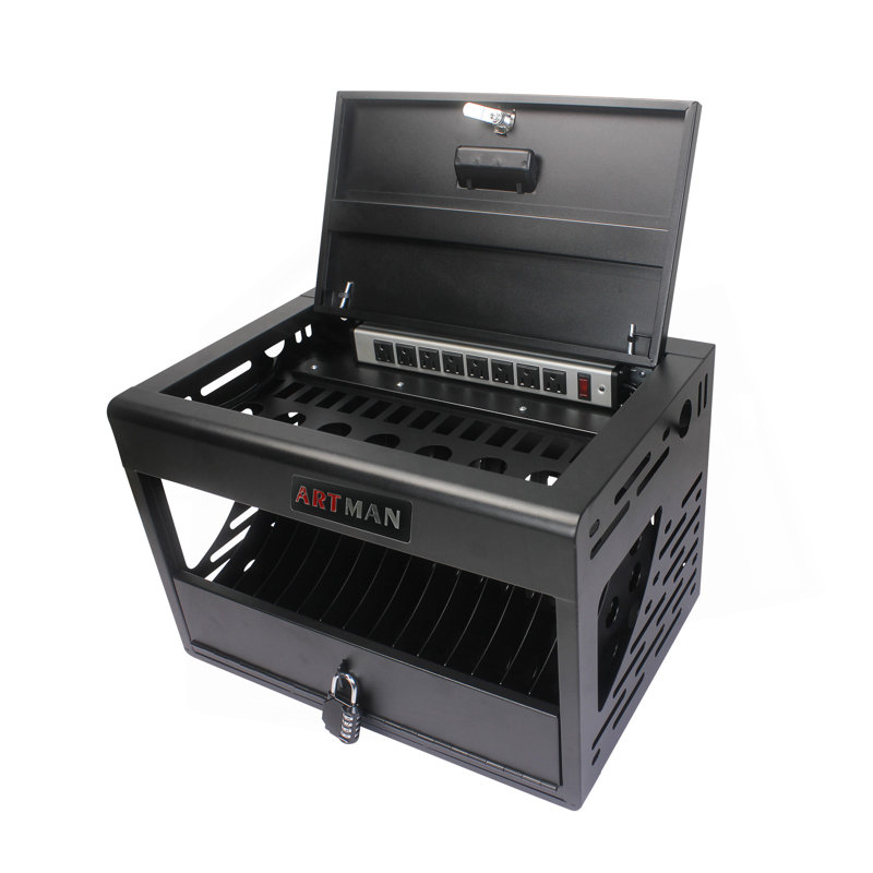 Armoire de chargement à 16 baies pour ordinateurs portables et Chromebook, station verrouillable sécurisée avec gestion des câbles