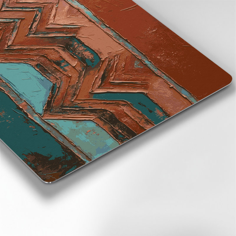 Art mural en métal brun brun à motif sud-ouest à chevrons Navajo, H 8 po x l 10 po
