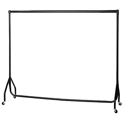 180cm Long x 150cm Tall Heavy Duty Rolling Clothes Rail Garment Storage Rack Black
