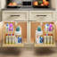 Organisateur sous évier et rangement l 22 ½ po x P 21 po, organisateur d'armoire coulissant à 2 niveaux avec fermeture rigide, organisateur d'armoire coulissant réglable avec support en U pour la cuisine de la salle de bain (à gauche)-1195728154