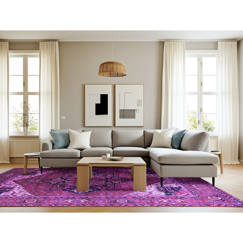 Tapis mauve Mid-Century 2037, Rectangle 8 pi x 10 pi