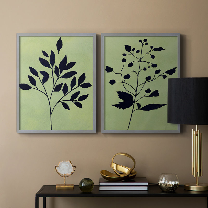 Impression encadrée Earthly Botanical I-Premium - prête à être accrochée - aucun clou requis - aucun clou requis, Vert