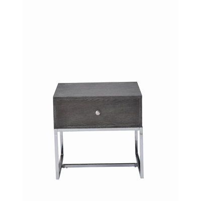 Table de bout en chêne gris et chrome