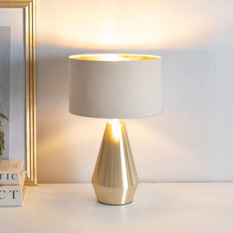 Alamar Metal Table Lamp, Cream, Gold, Yes