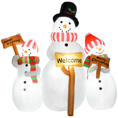 6.1' Christmas Inflatables Three Snowmen with Sign Each