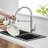 Kitchen Sink Faucet With Pull Down , Brushed Nickel, 360-Degree Rotatable, Ceramic Filler Faucet, Rotation, Suitable For Various Sinks