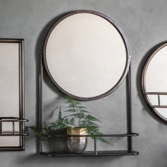 Black Round Metal Wall Mirror 120cm x 120cm - Theo