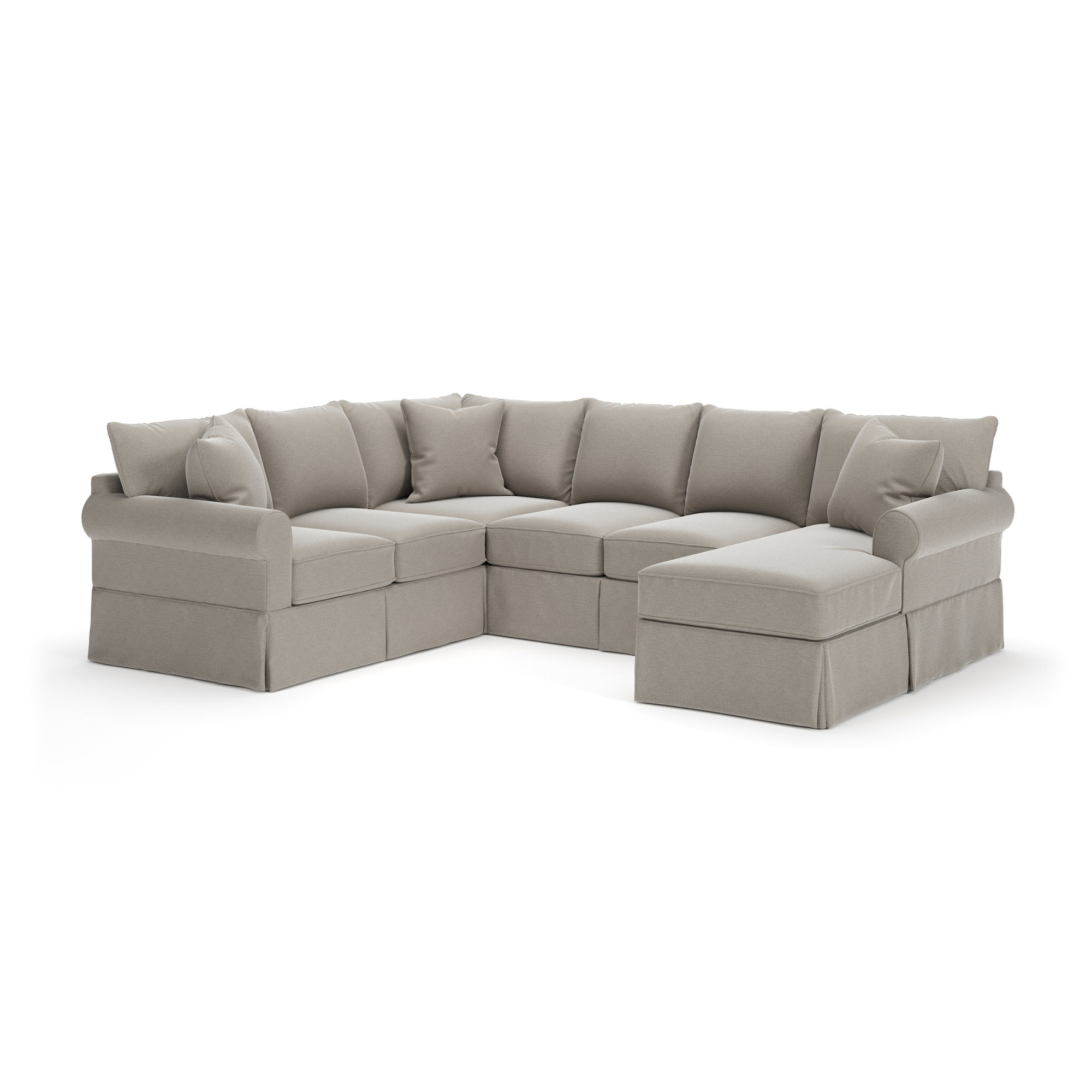 Amari Upholstered U-Sectional, Drusky Linen Sustain® Basketweave, Right Hand Facing