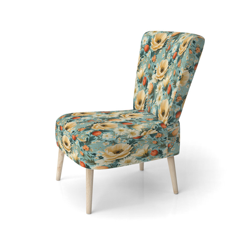 Beige Popart Funky Floral Serenade - Chaise d'appoint rembourrée Cottage