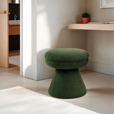 Tabouret décoratif 1 pièce de conception contemporaine, base piédestal et tissu semblable à la peau de mouton, l 17,5 po x P 17,5 po H 19 po, pour la vie principale avec base l 17,5 po de profondeur, 19 po de hauteur