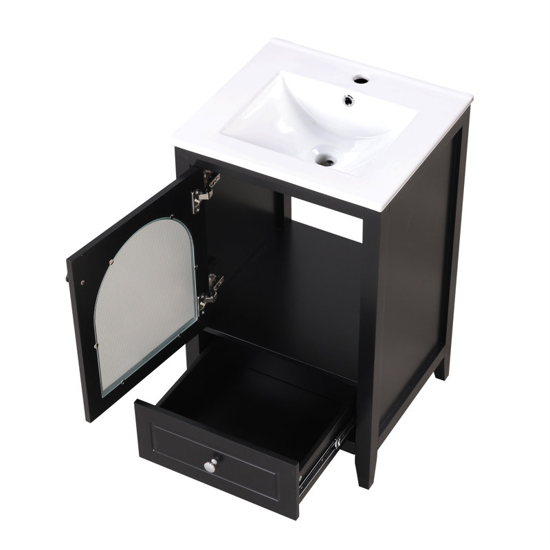 Meuble-lavabo 20 po avec lavabo, Noir