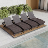 Premium Outdoor Patio Wicker Chaise Lounge Chair (Set Of 4)