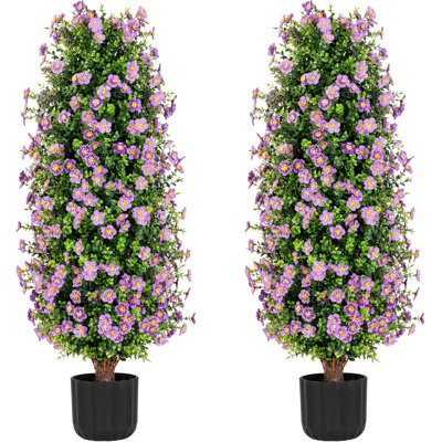 38" Faux Plum Blossom Tree in Pot (Set of 2)