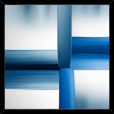 Art moderne sur toile encadrée, "Modern Blue Modern"