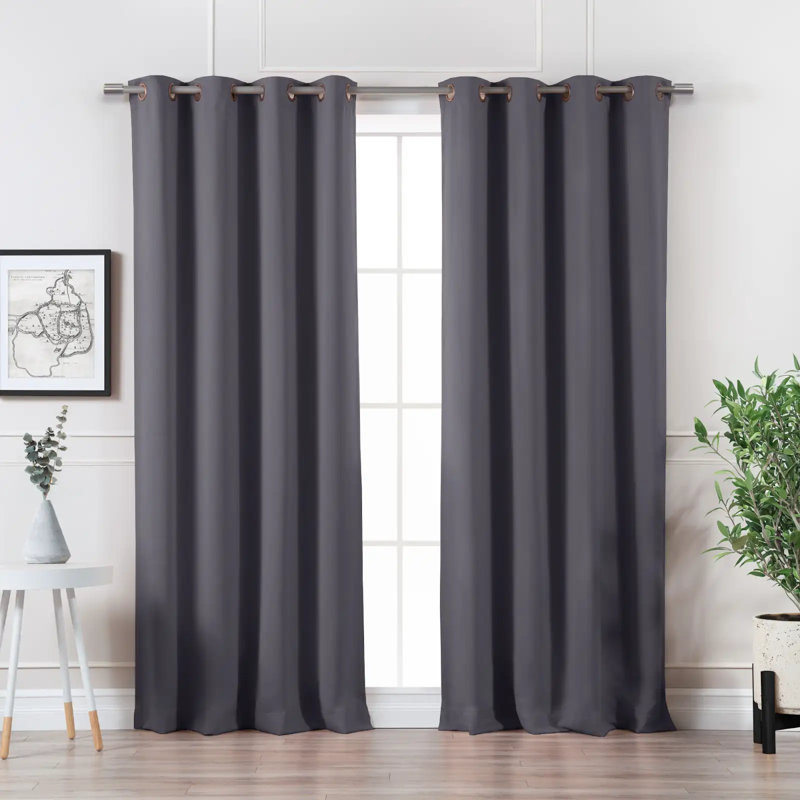 Adina Sevan Solid Thermal Grommet Curtain Panels, 52"W x 108"L, Stone