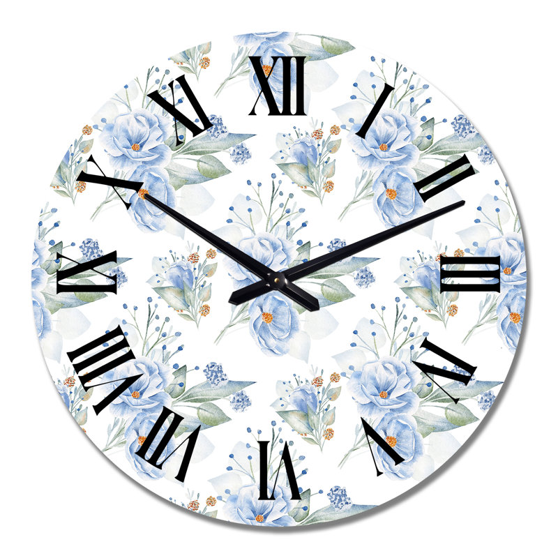 Blue Flax Flowers - Patterned Wall Clock, Medium