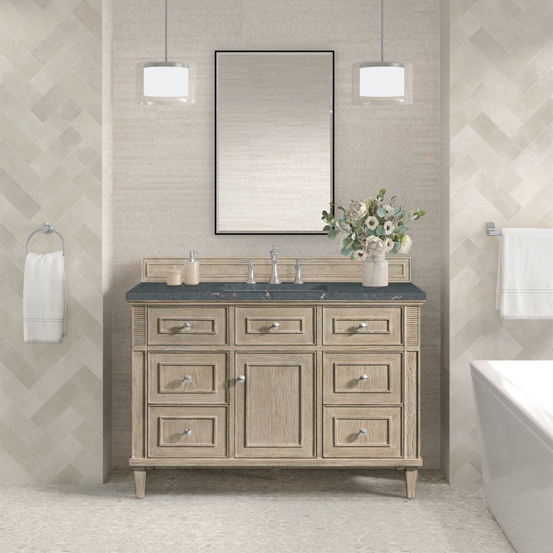 Lorelai 48 in. Single Vanity, Whitewashed Oak, Parisien Bleu