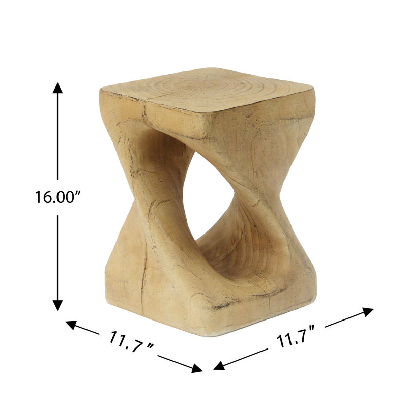 Table d'appoint Esdert MGO Twist Shape, Naturel, H 16 po x l 11,75 po x P 11,75 po