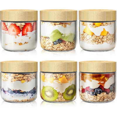 6 contenants en verre pour avoine de 10 oz avec couvercle