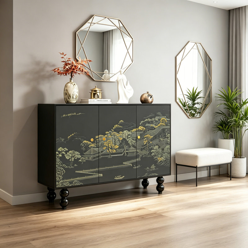 Chinese Style Wooden Entryway Storage Cabinet