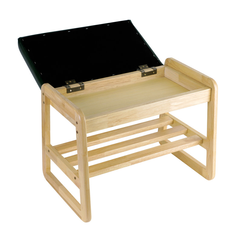 Banc de rangement en similicuir, Naturel, Vert