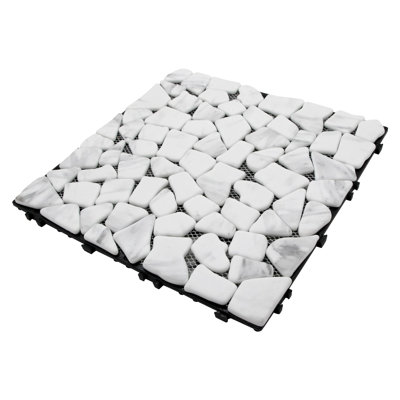 Paquet de 4 tuiles de terrasse à emboîtement naturel, 12 po x 12 po, blanc carrare