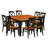 9 Piece Dining Room Furniture Set Includes a Square Wooden Table with Butterfly Leaf and 8 Kitchen Dining Chairs, Black & Cherry-250451010