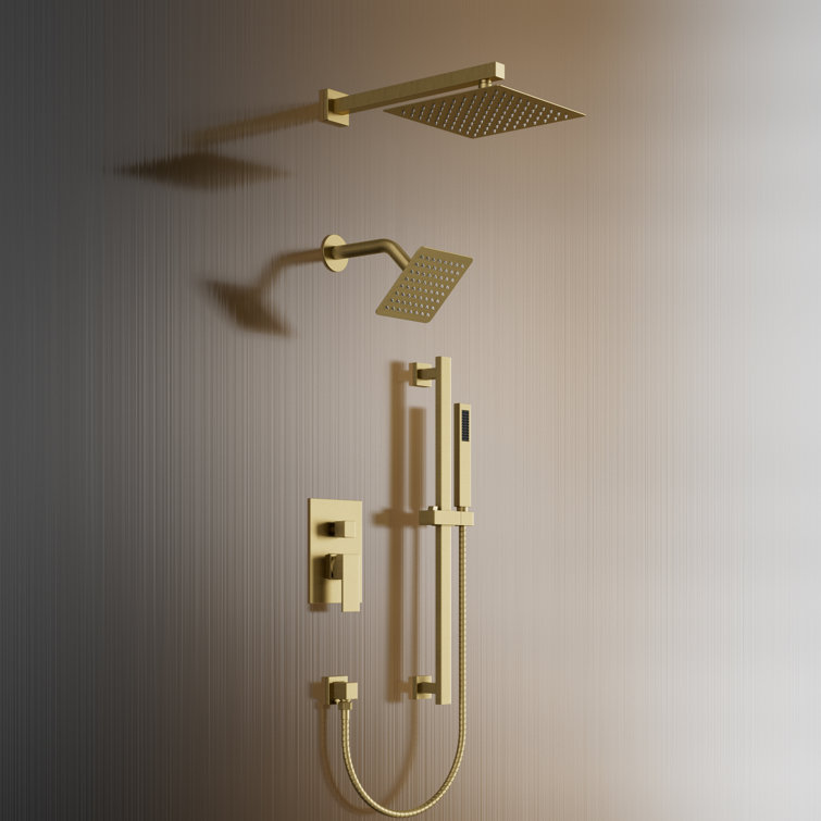 Crozet Pressure Balance Shower System with Dual Shower Head and Hand Shower with Slide Bar (Valve Included)