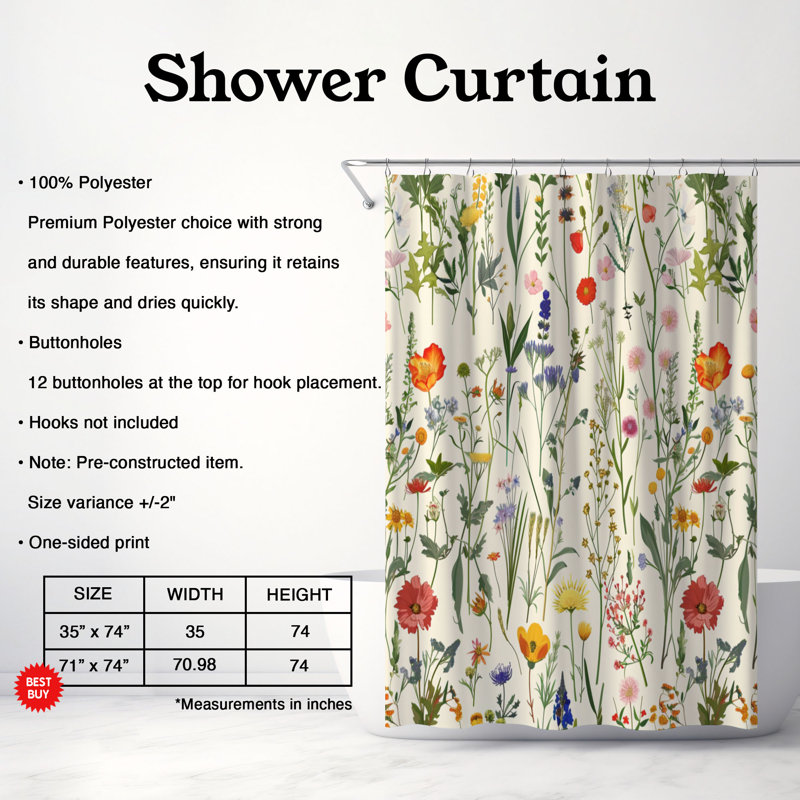 Rideau de douche Spring Bloom - Premium, H 74 po x l 71 po