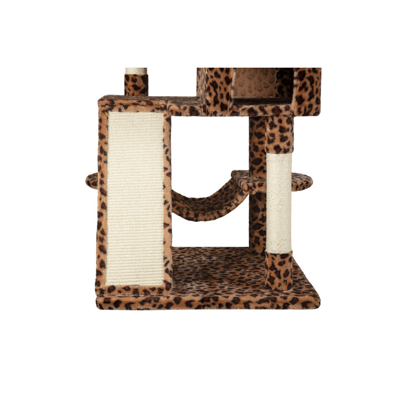 Filey 65.7'' H Carpet Cat Tree Condos and Scratching Posts Included, with Platforms and Hammock, Brown
