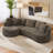 Hartwig Boneless 121" Modern Curved Modular Sectional Compression Sofa with Deep Seats and Chaise Lounge, No Assembly Required-1354477975-1354477928