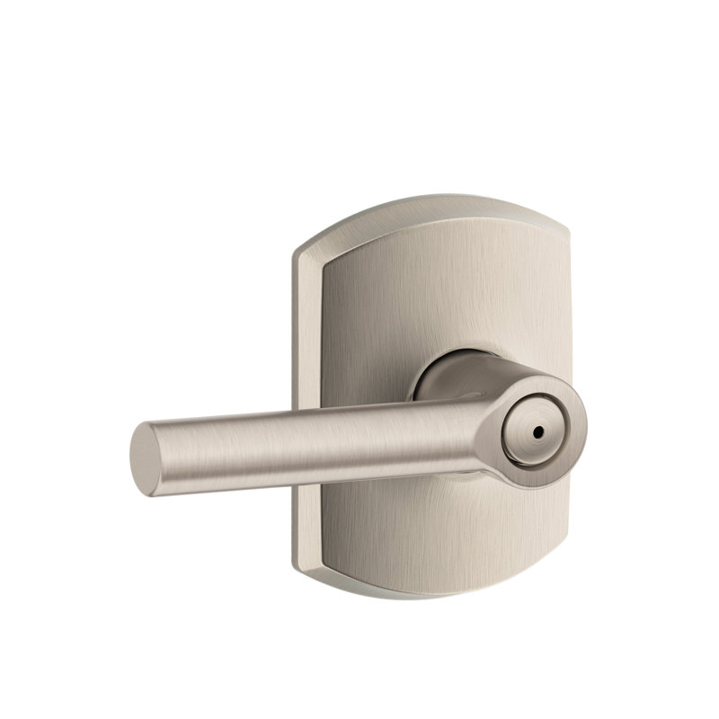Broadway Privacy Leverset with Greenwich Rosette, Satin Nickel