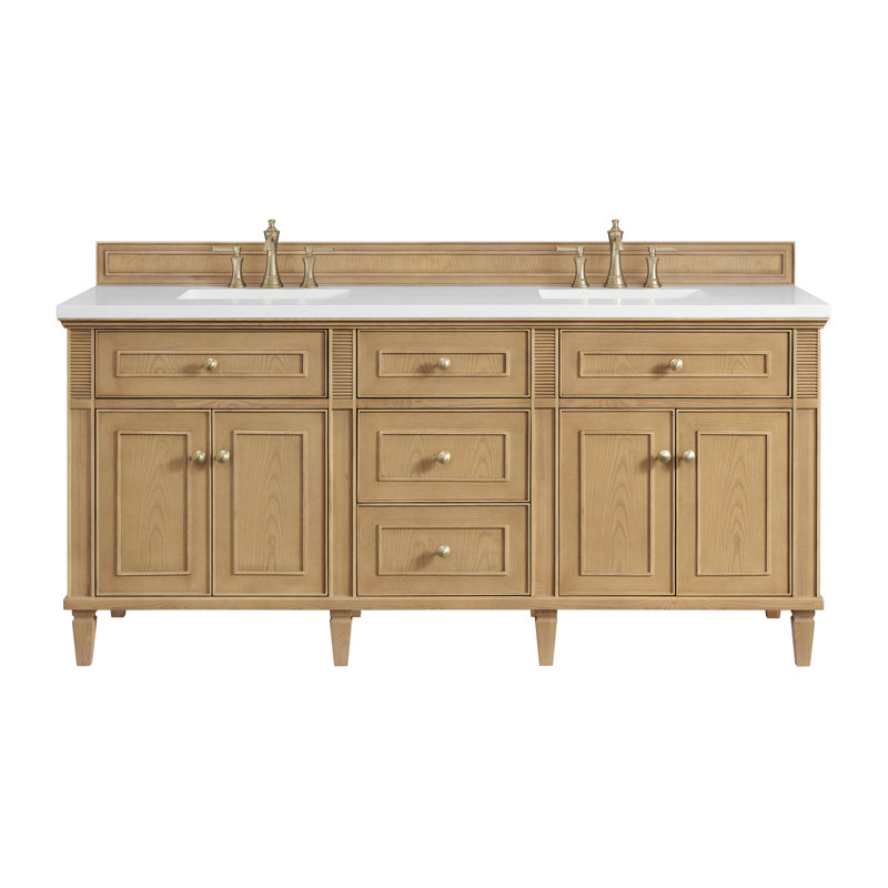 Lorelai 72'' W Double Vanity, Light Natural Oak, White Zeus, 8" Widespread