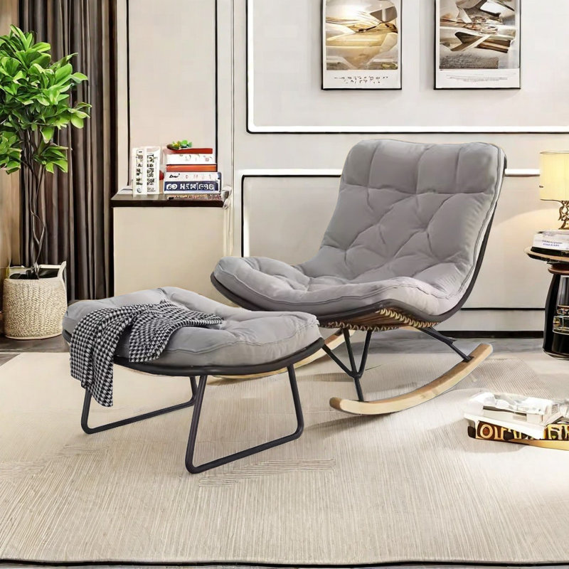 Chaise berçante simple et décontractée moderne, Gris foncé