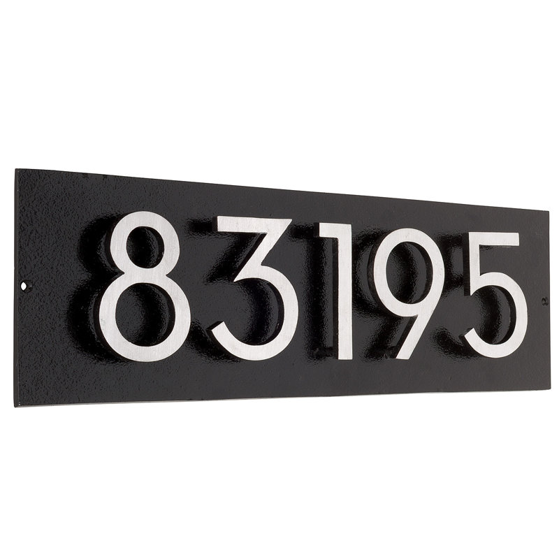 Floating Modern 4" Number Horizontal Address Plaque (5 Digits), Black, Satin Nickel Two Tone